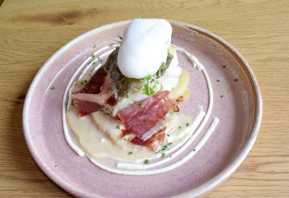 Bacalao con jamón y crema de champagne de Martirio Limón Bacalao con jamón y crema de champagne de Martirio Limón