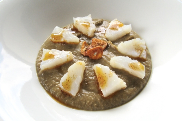 Bacalao y crema de lentejas