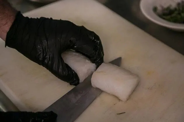 Tortilla abierta con bacalao