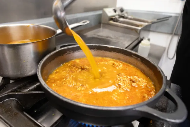 Arroz de romesco con gamba de Tarragona y chipirones de Cambrils 