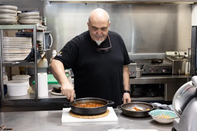 Arroz de romesco con gamba de Tarragona y chipirones de Cambrils 