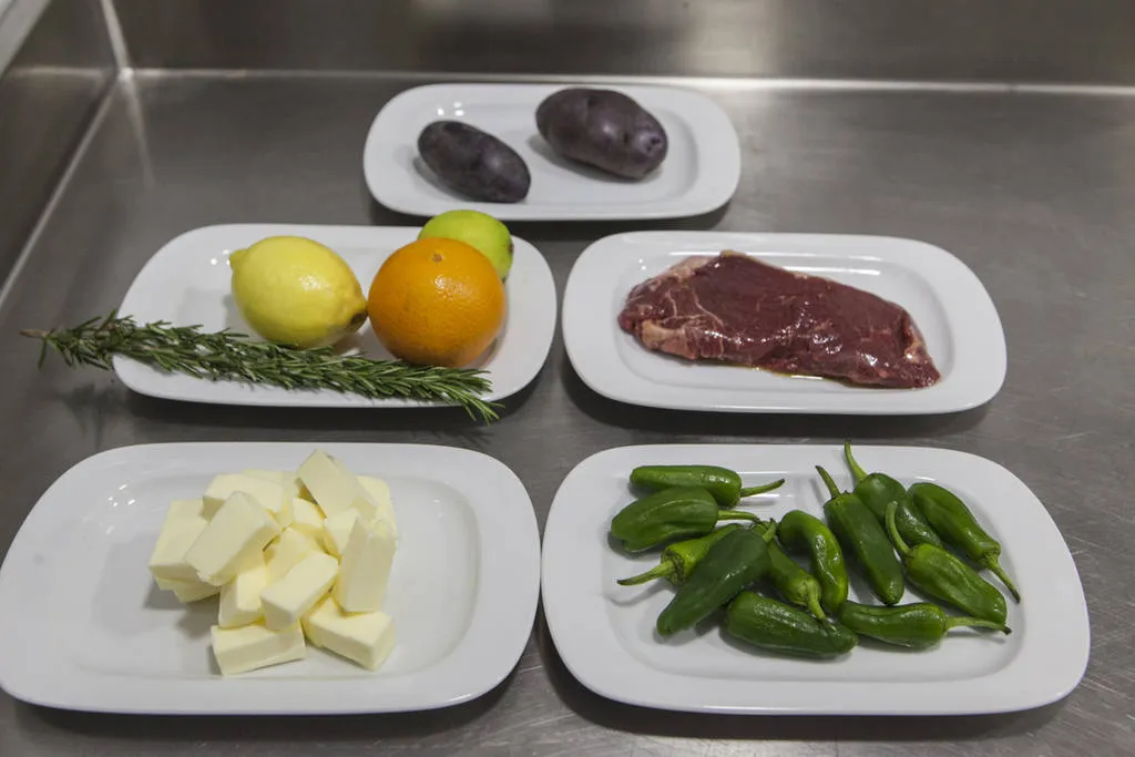 Entrecot de Bruneta del Pirineo con patata violeta alimonada