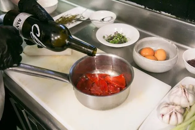 Tortilla abierta con bacalao