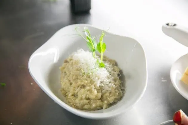 Arroz cremoso de boletus con jamón de pato