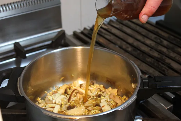 Lomo de ciervo sobre arroz meloso de setas del Rincón de Qrro