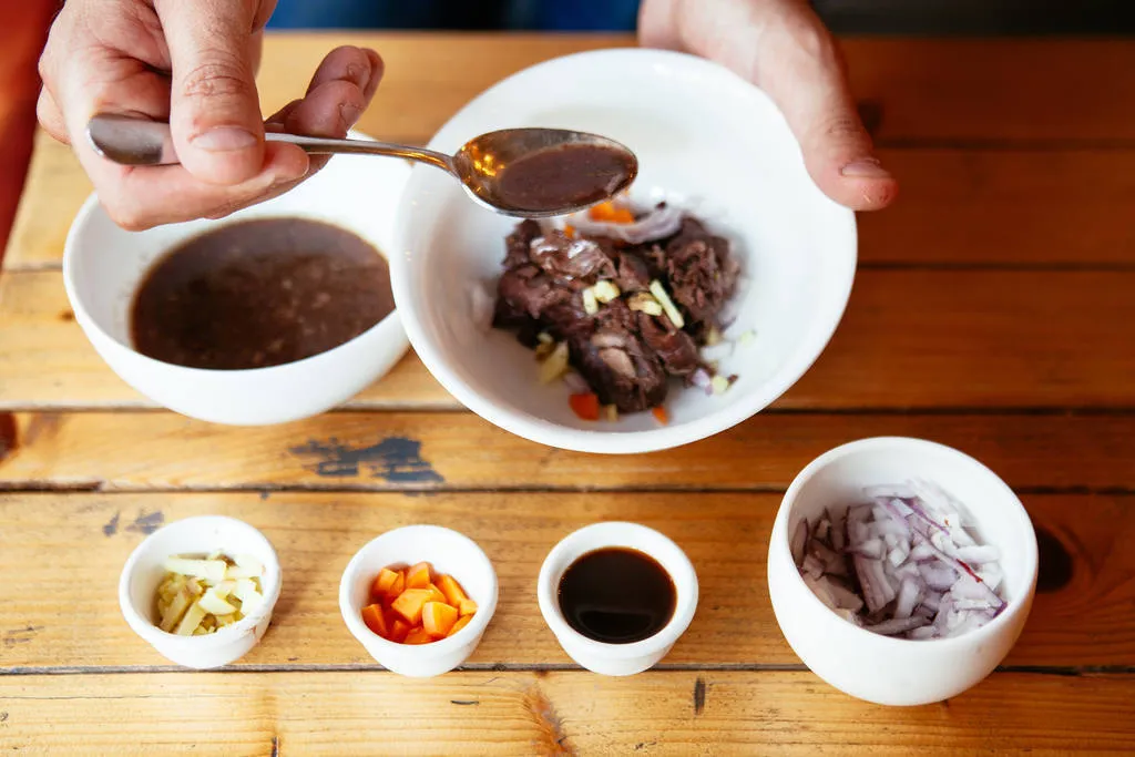 Gyozas de rabo de toro a la cordobesa