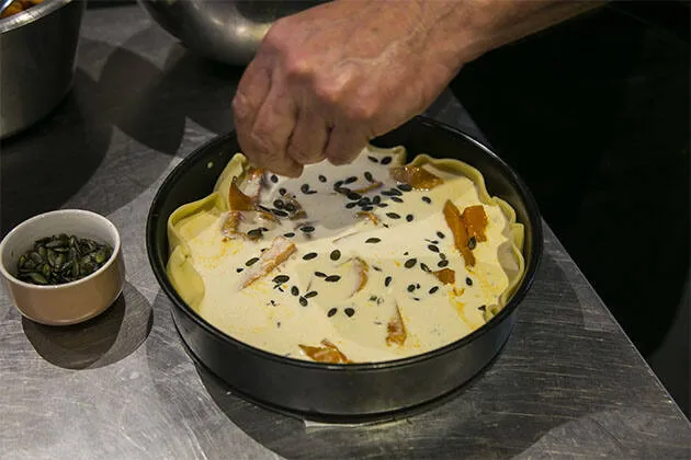 Quiche de calabaza con queso de cabra