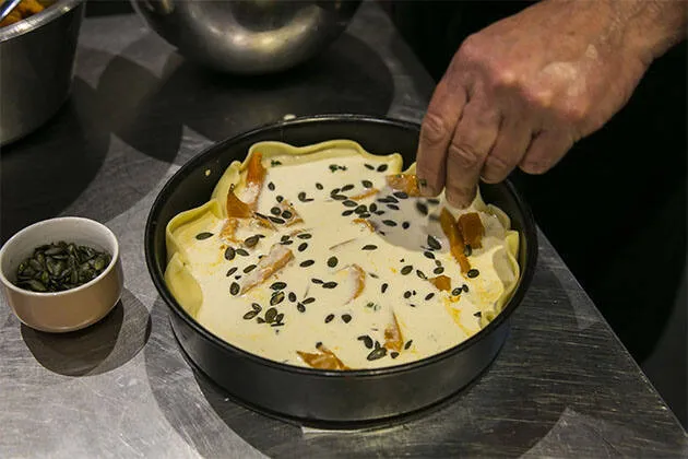 Quiche de calabaza con queso de cabra