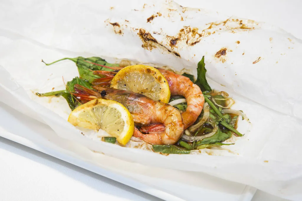 Papillote de gambas de Tarragona