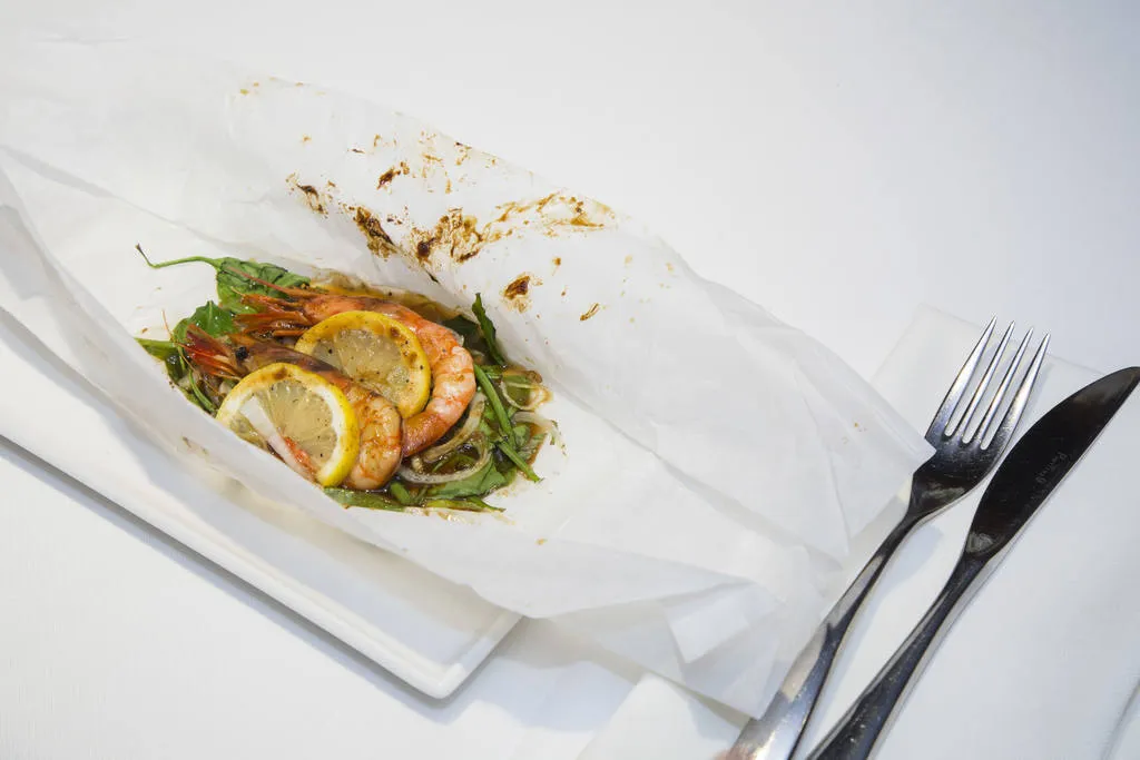 Papillote de gambas de Tarragona