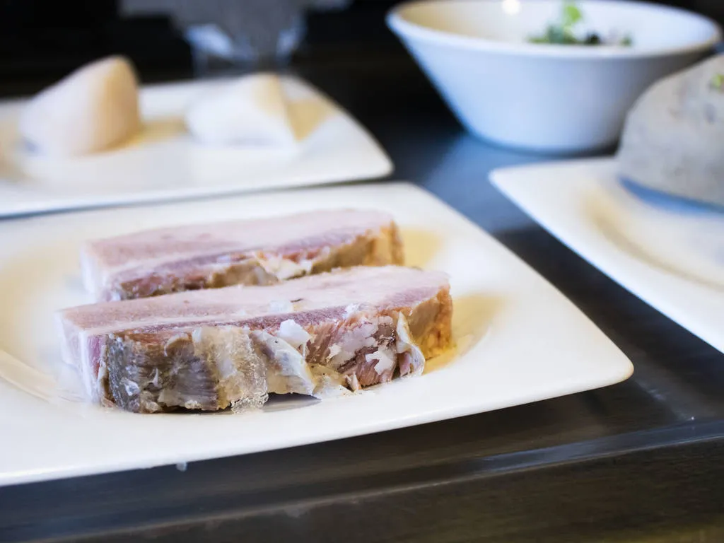 Espuma de patata con panceta confitada y vieiras del Restaurant Ca La Núria (Bellver de Cerdanya)