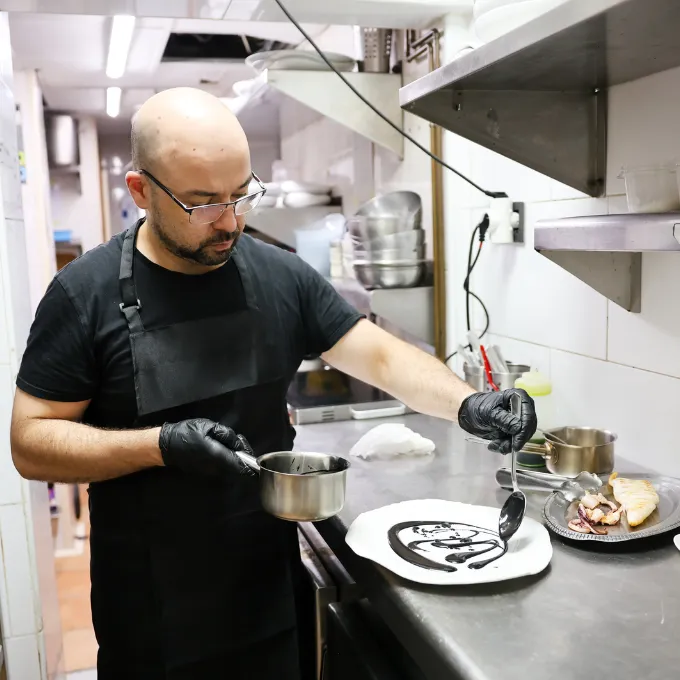 Calamar de potera con sobrasada