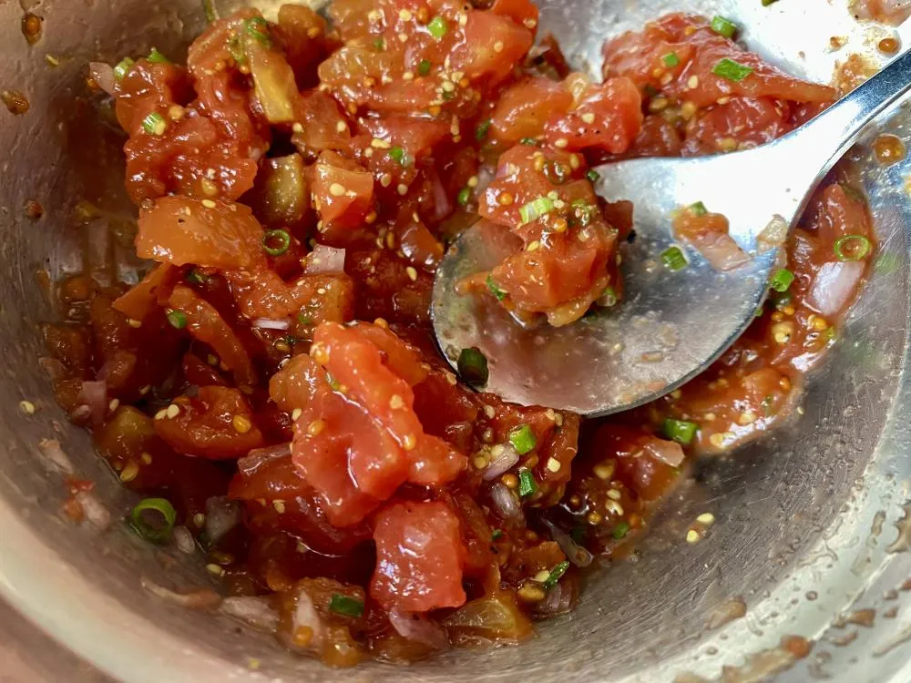 Tartar de tomate con caballa