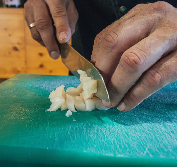 Receta de tartar de vieira con guisantes