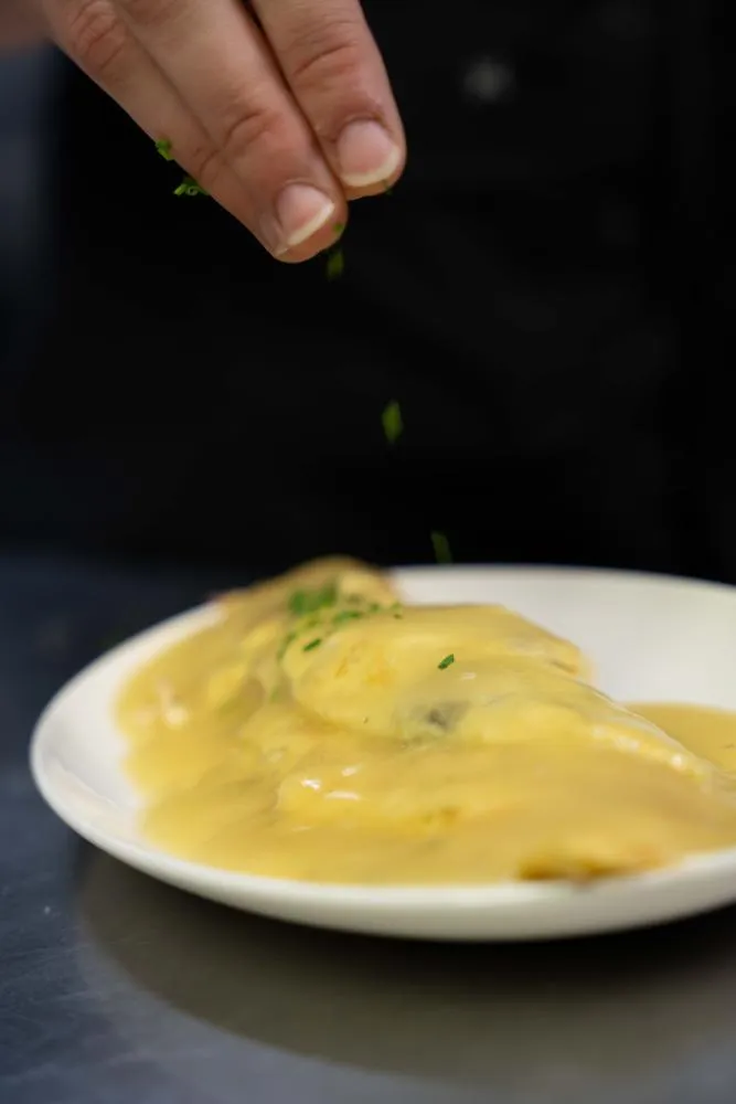 Tortilla guisada de bacalao con pil pil