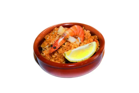 Arroz con bacalao y gambón