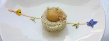 Tartar de apio con esferificaciones de oliva