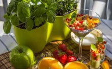 Tartar de fresas con pesto dulce, juego de texturas y aromas