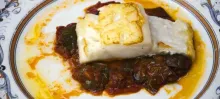 Bacalao con pisto murciano