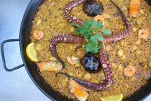 Arroz con pulpo y gambas