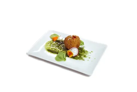 Croquetas de escaldón de gofio con mojo verde