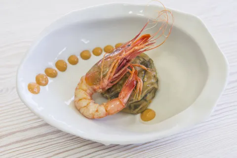 Gamba, arroz y mar