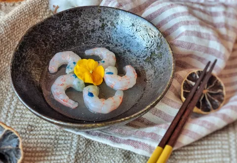 Quisquillas con geleè de gazpacho de Ikigai