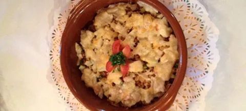 Arroz integral con roquefort y parmesano