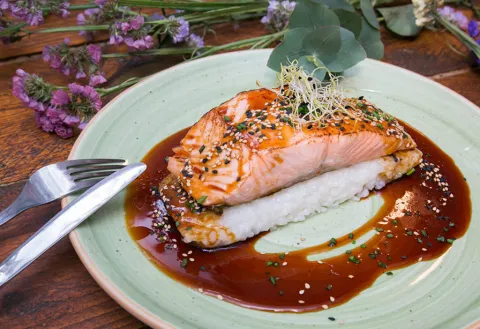 Receta de salmón flambeado