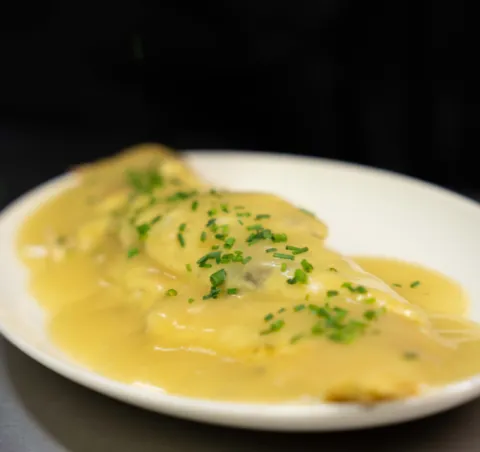 Tortilla guisada de bacalao con pil pil